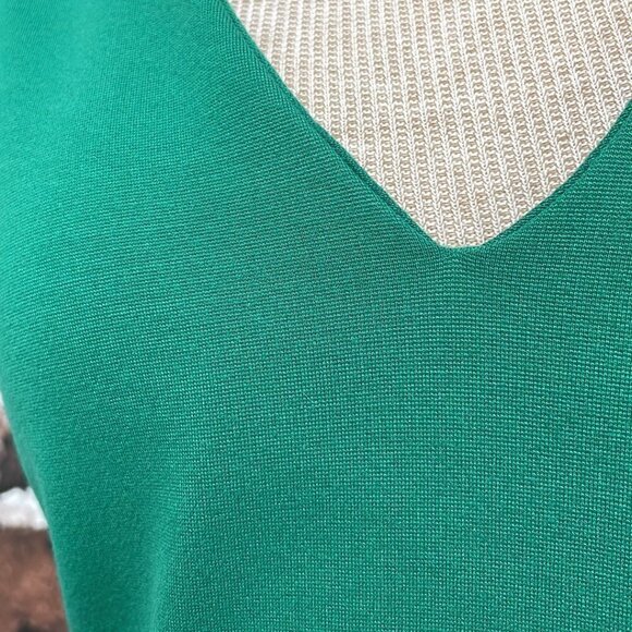 Zara Trafaluc Dress Sheath V Neck Midi Zip Detail Green Size Large L - Picture 9 of 16